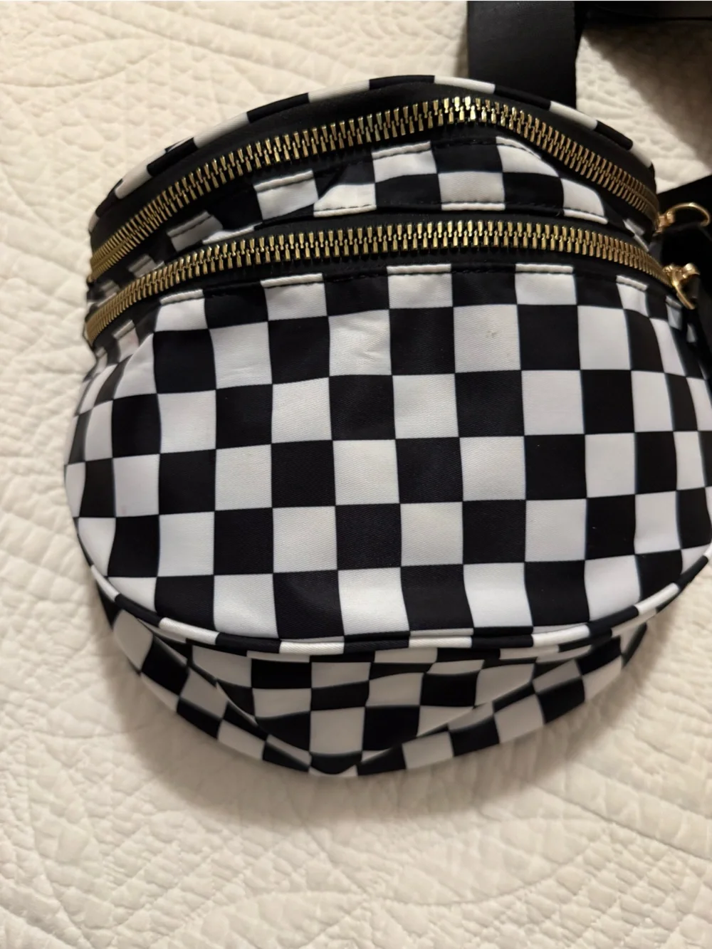 Emmafy Checkerboard Crossbody Sling Bag - Black & White